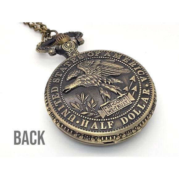 Morgan Silver Half Dollar Watch – Vintage Bronze Liberty Coin, Collector Gift - Picture 4 of 10